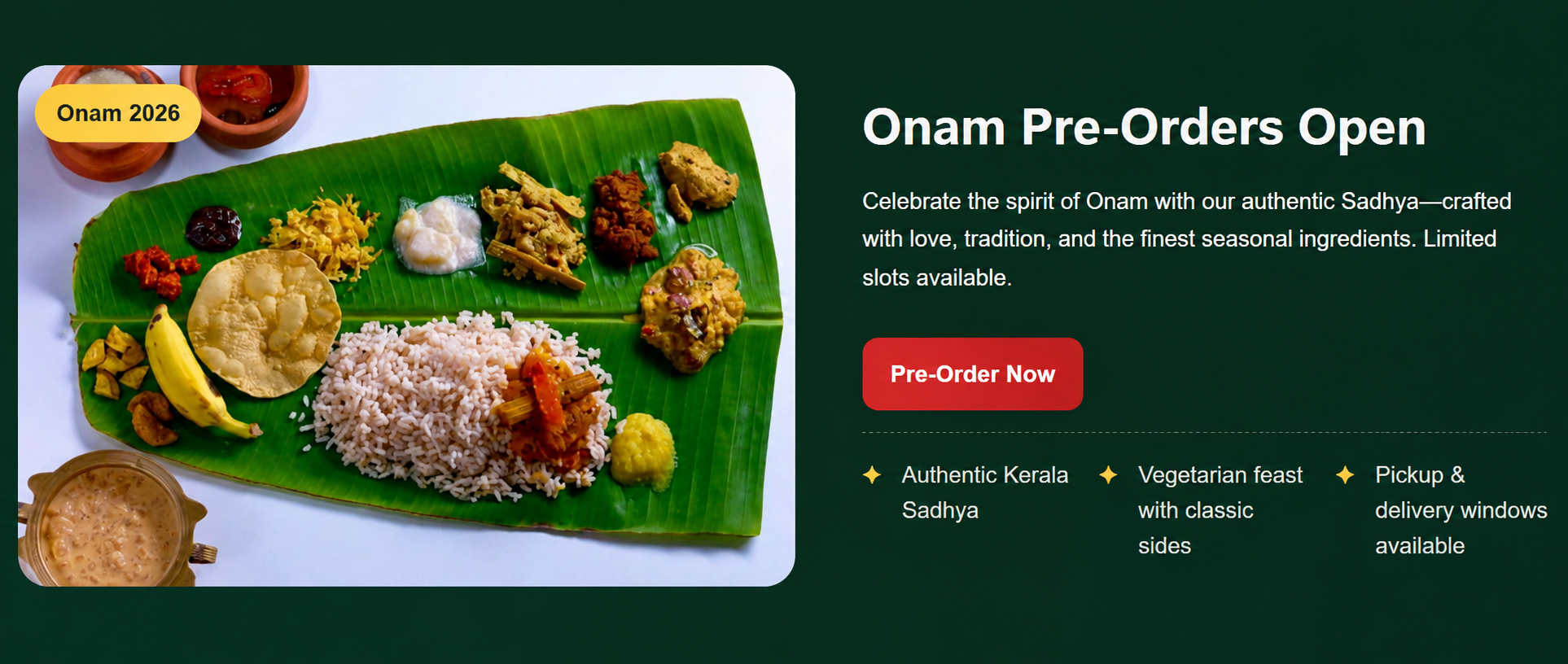 Onam 2026 - Pre Order Now