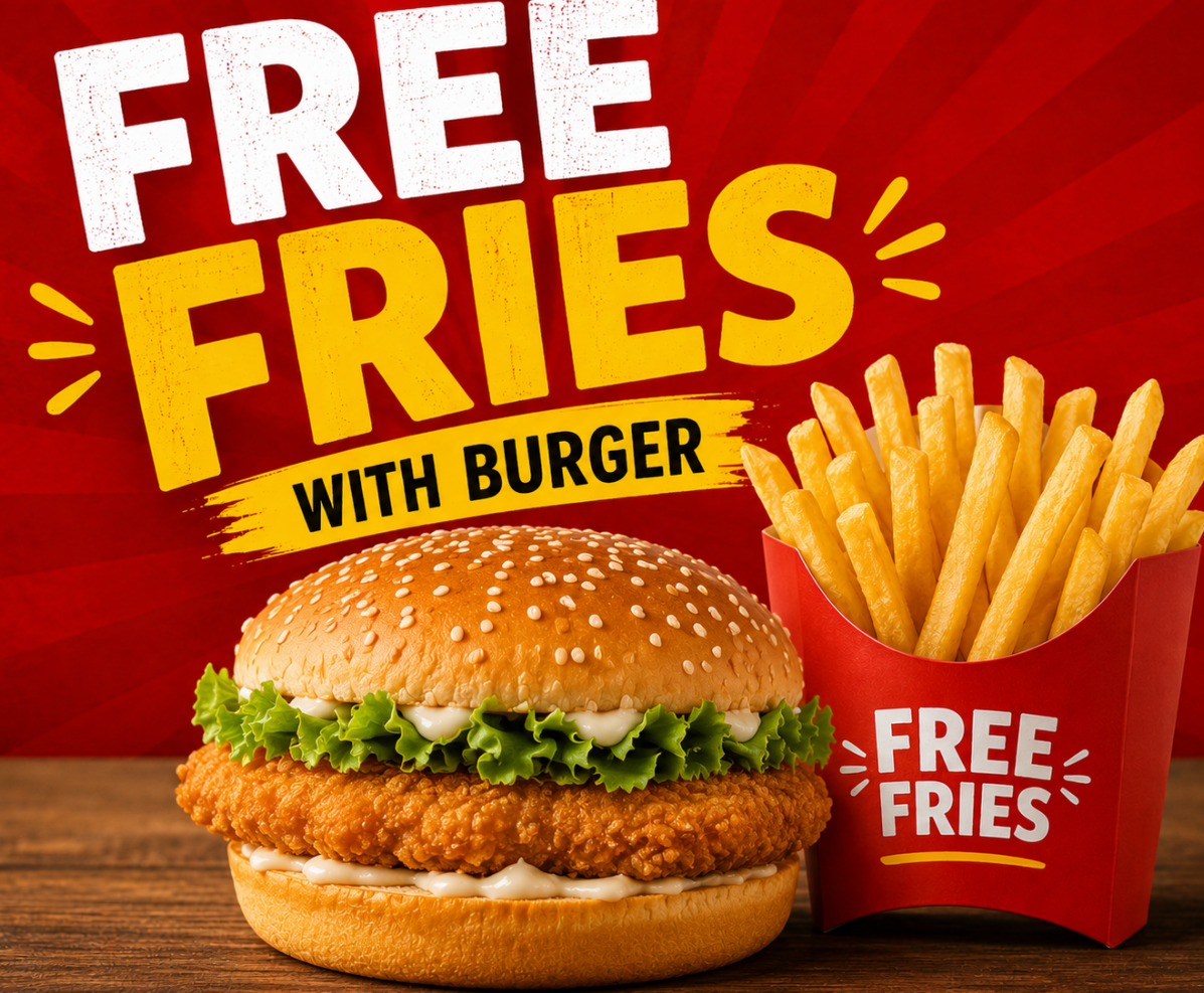 Free fries with all Burgers